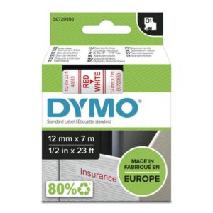 Kleepkirjalint DYMO D1 12mm, punane/valge
