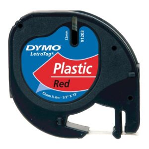 Kleepkirjalint DYMO LetraTag 12mm x 4m, must/punane
