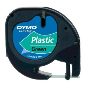 Kleepkirjalint DYMO LetraTag 12mm x 4m, must tekst/roheline põhi