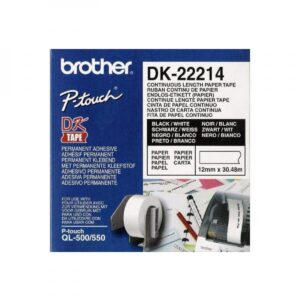 Etiketirull BROTHER DK22214 12mm x 30.48m, valge