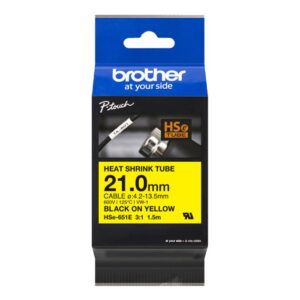 Kleepkirjalint BROTHER HSE-651E 21mm, must/kollane